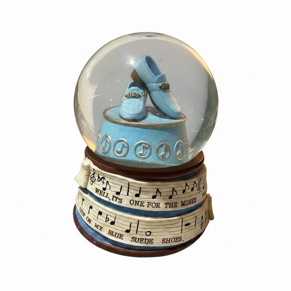 Vandor 1997 Elvis Presley Blue Suede Shoes Musical Snow Globe Collectible‎
